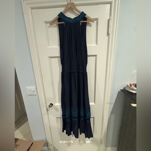 Ramy Brook Dark Blue Maxi Halter Dress with Teal Accents - threedaughtersproperties.com Ramy Brook Dark Blue Maxi Halter Dress with Teal Accents - threedaughtersproperties.com
